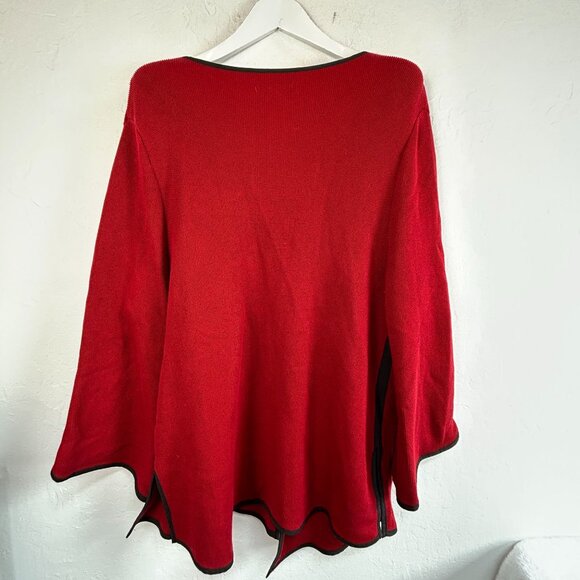 Krisztina Nagy Designer Collection Womens Red Knit Cardigan Front Detail Size 2X - Picture 2 of 9